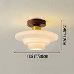 Scandinavian Walnut Wood Glass Flush Mount Ceiling Light E27 - Image 7