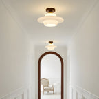 Scandinavian Walnut Wood Glass Flush Mount Ceiling Light E27 - Image 18