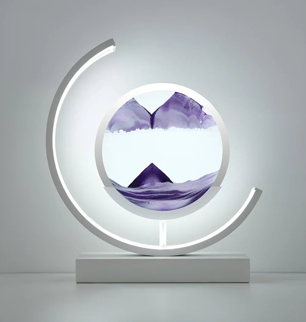 Circular LED Sand Art Table Lamp Rechargeable Tri-Color Dimmable - Image 10