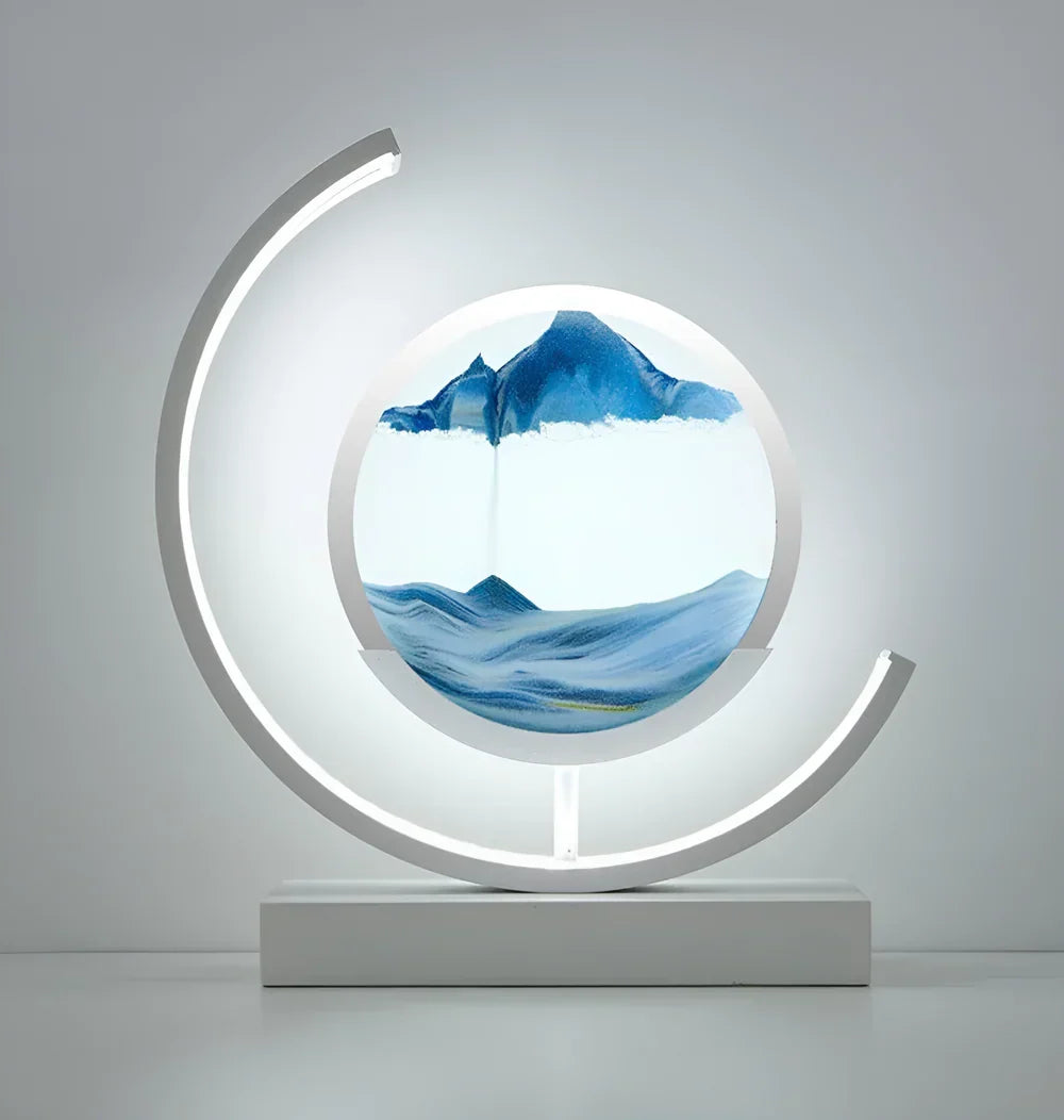 Circular LED Sand Art Table Lamp Rechargeable Tri-Color Dimmable - Image 11