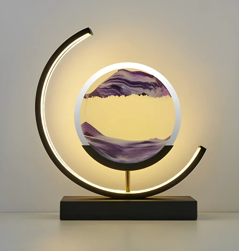 Circular LED Sand Art Table Lamp Rechargeable Tri-Color Dimmable - Image 13