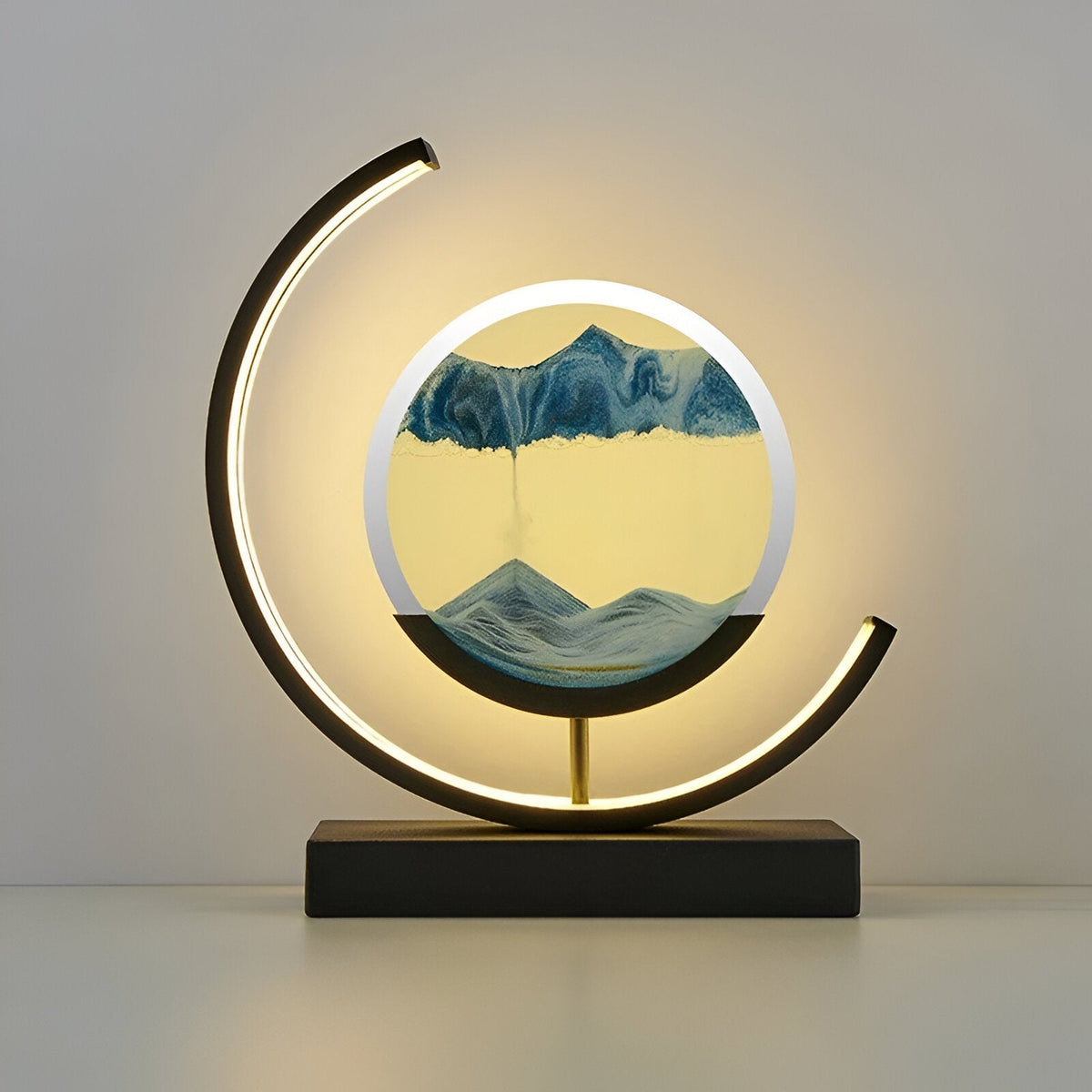 Circular LED Sand Art Table Lamp Rechargeable Tri-Color Dimmable - Image 6