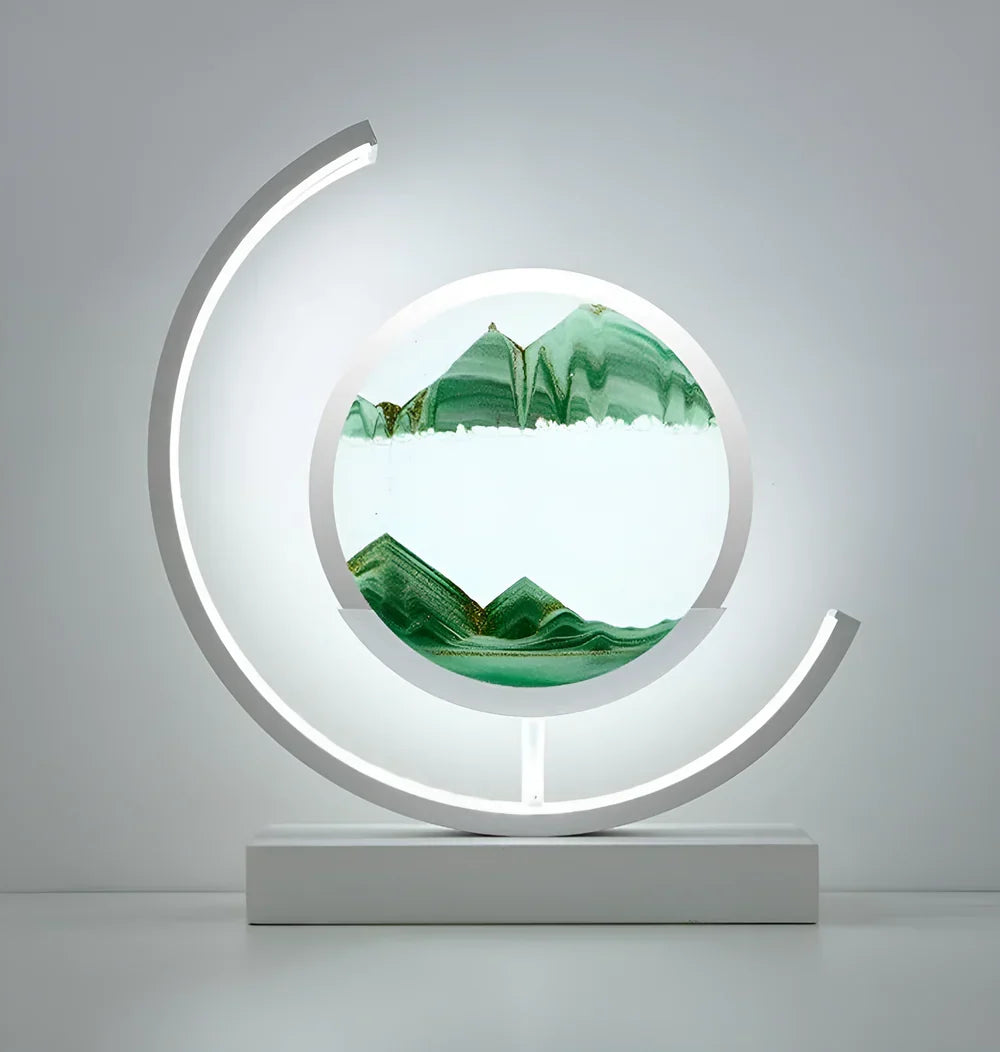 Circular LED Sand Art Table Lamp Rechargeable Tri-Color Dimmable - Image 9