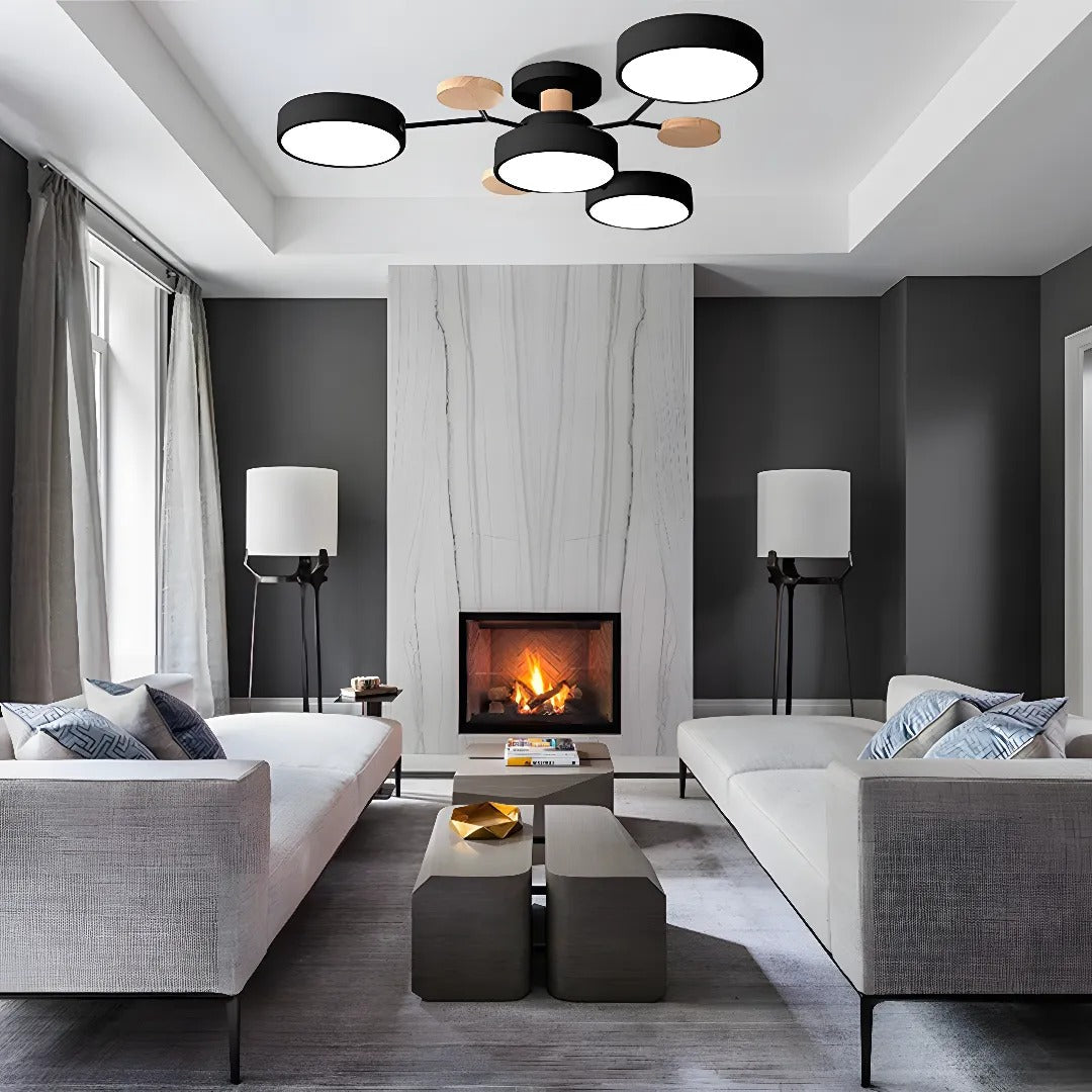 Modern LED Round Iron Semi Flush Chandelier Contemporary Ceiling Light - Image 27