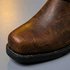 Vintage Western Leather Mens Cowboy Boots Harness Buckle - Image 4