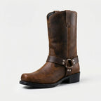 Vintage Western Leather Mens Cowboy Boots Harness Buckle - Image 5