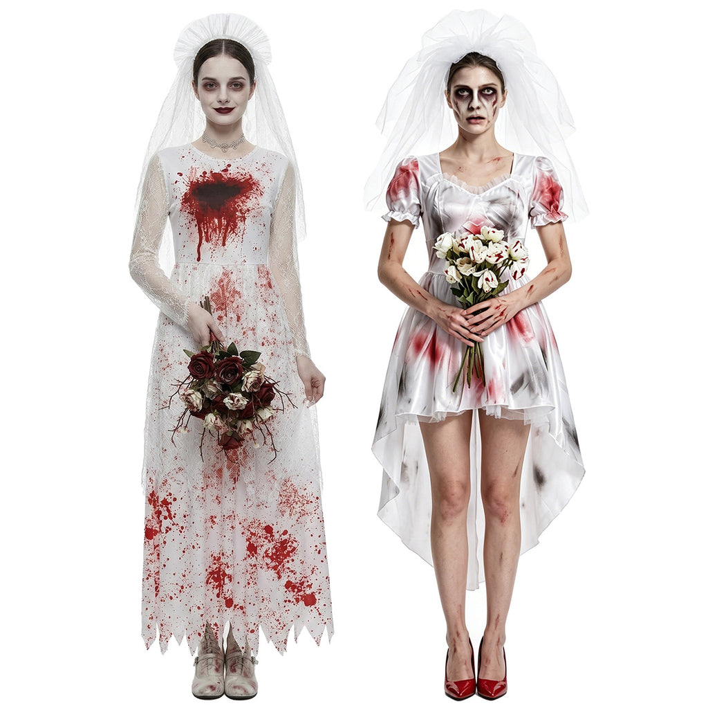 2 Piece Mesh Bloody Bride Costume Set