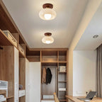 Round Cream Glass Flush Mount Ceiling Light Warm White LED - Image 3