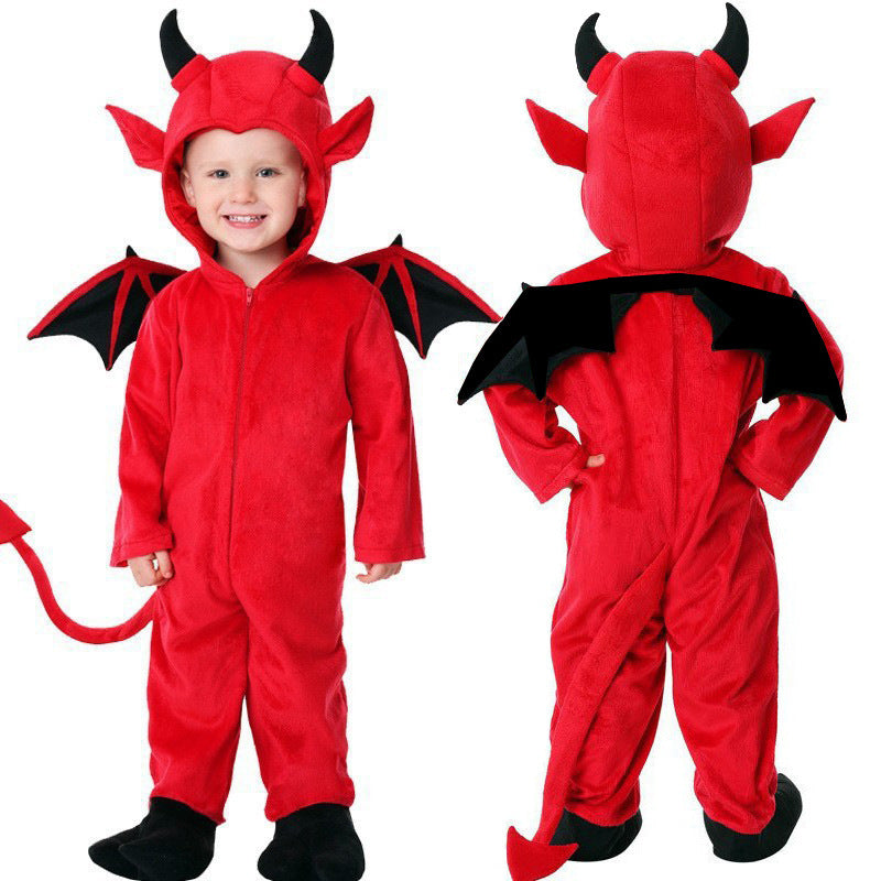 Satin Kids Red Devil Costume Bat Wings