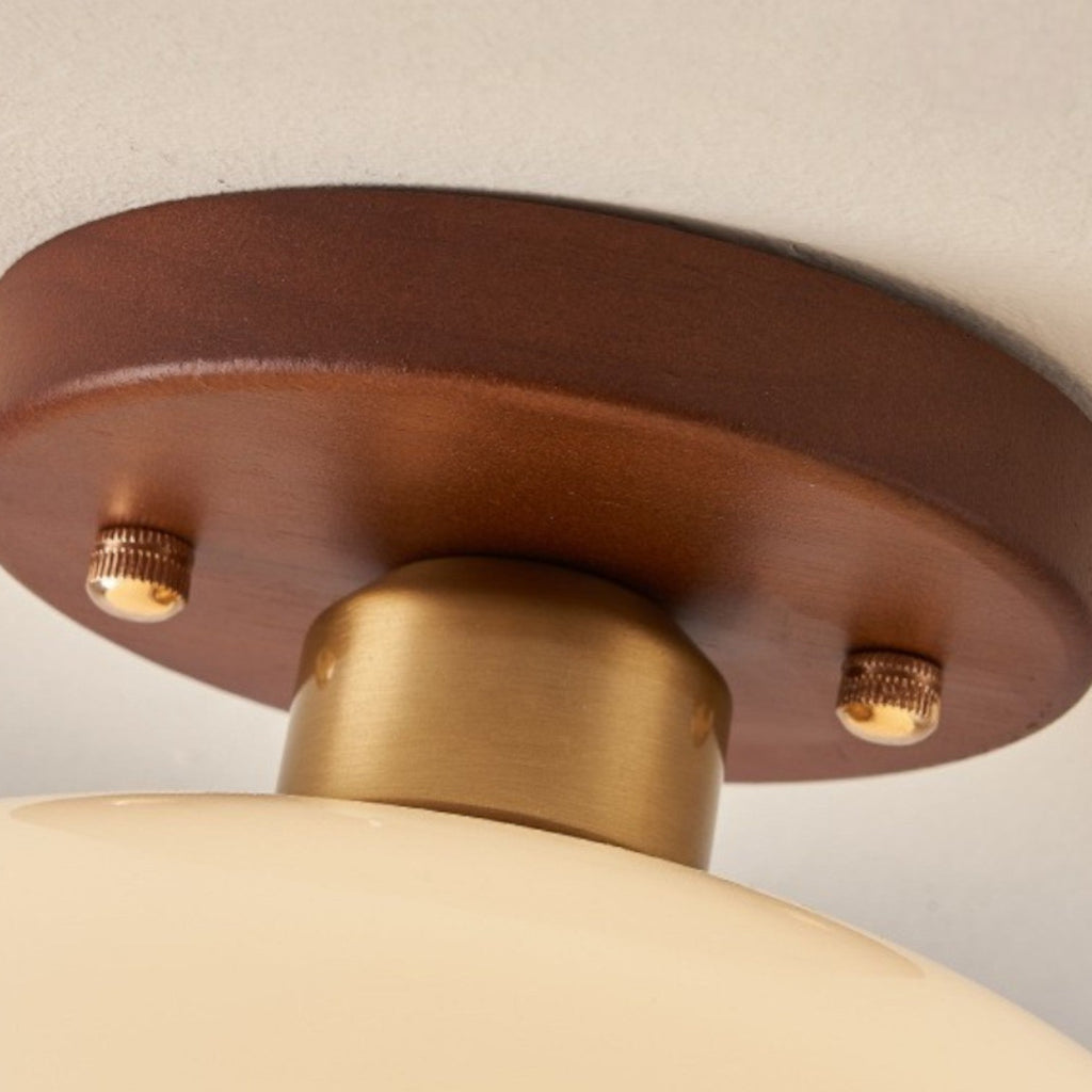 Round Cream Glass Flush Mount Ceiling Light Warm White LED - Image 5