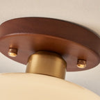 Round Cream Glass Flush Mount Ceiling Light Warm White LED - Image 5