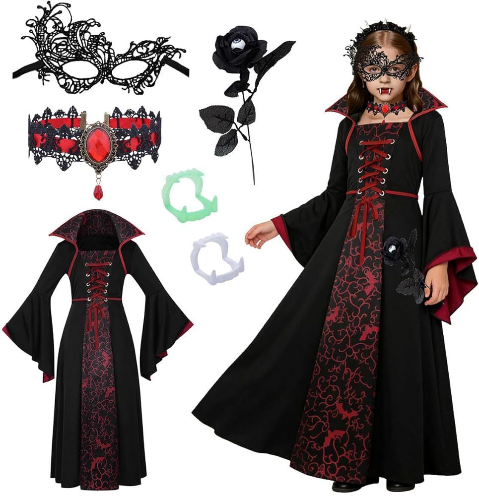 Medieval Girls Witch Costume Dress Lace Up Front - Image 7