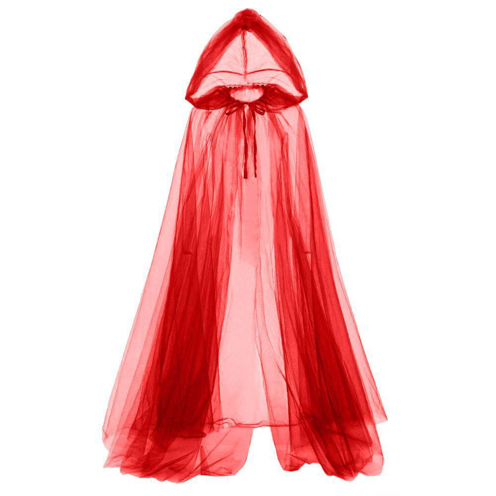 Gothic Sheer Mesh Hooded Cape Floor Length - Image 4