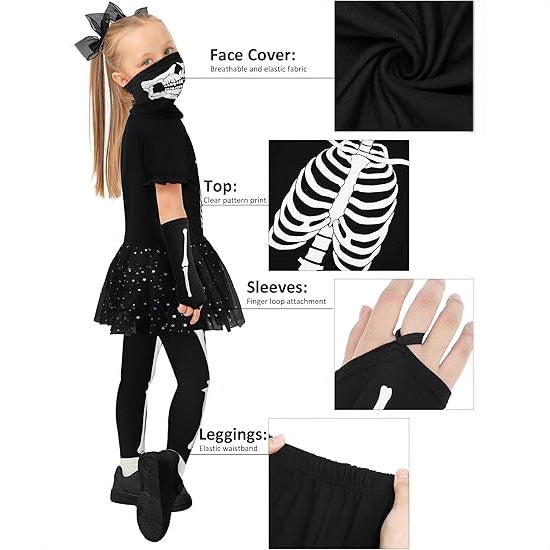 Polyester Kids Skeleton Costume Set Glow in the Dark - Image 2