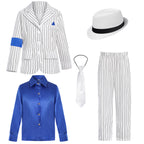 80s Retro Pinstripe Polyester Kids Pop Star Costume Suit Set - Image 4
