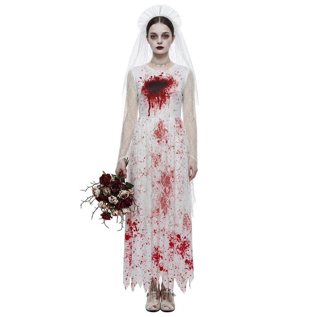 2 Piece Mesh Bloody Bride Costume Set - Image 4