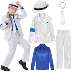 80s Retro Pinstripe Polyester Kids Pop Star Costume Suit Set