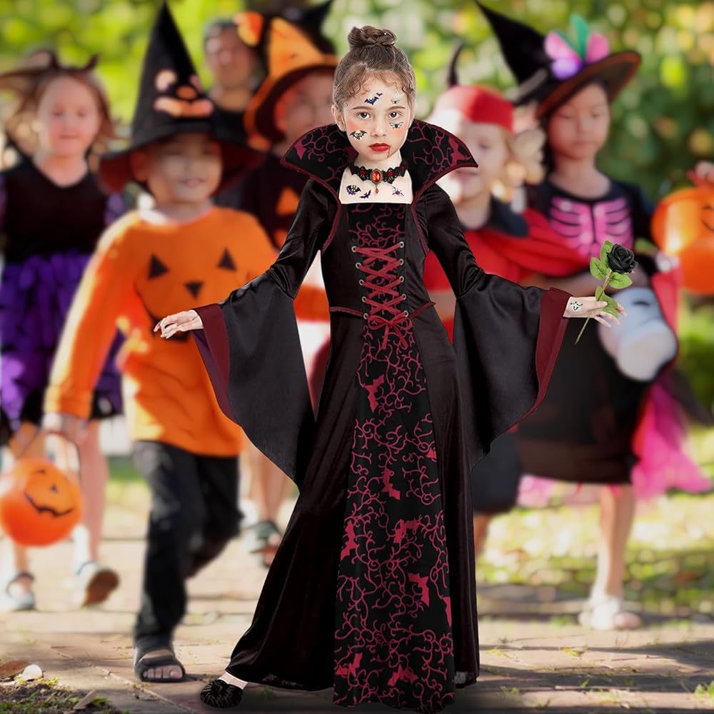 Medieval Girls Witch Costume Dress Lace Up Front - Image 4