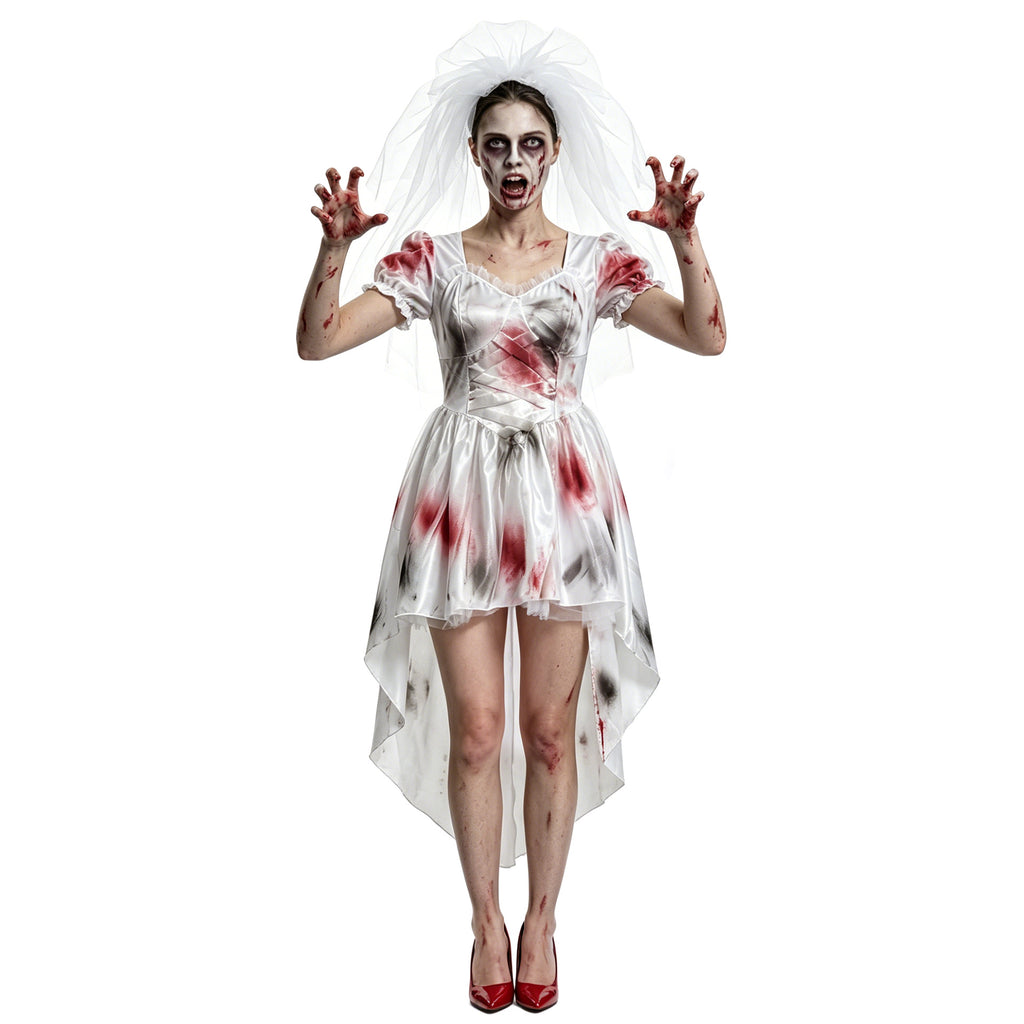 2 Piece Mesh Bloody Bride Costume Set - Image 2