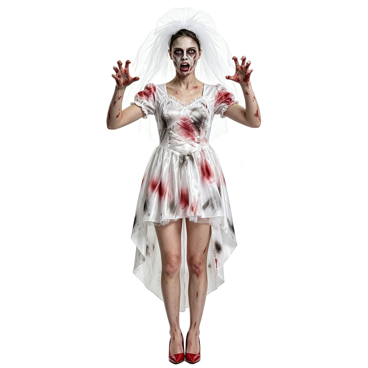 2 Piece Mesh Bloody Bride Costume Set - Image 2