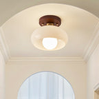 Round Cream Glass Flush Mount Ceiling Light Warm White LED - Image 2