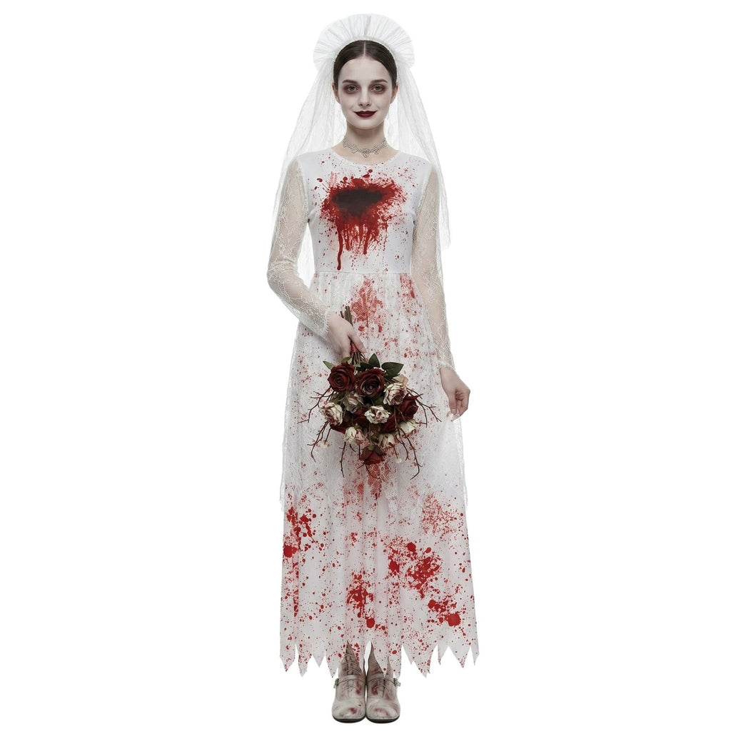 2 Piece Mesh Bloody Bride Costume Set - Image 5