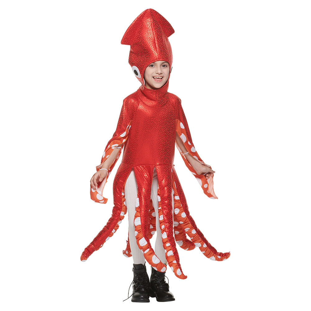 Polyester Kids Squid Costume Jumpsuit