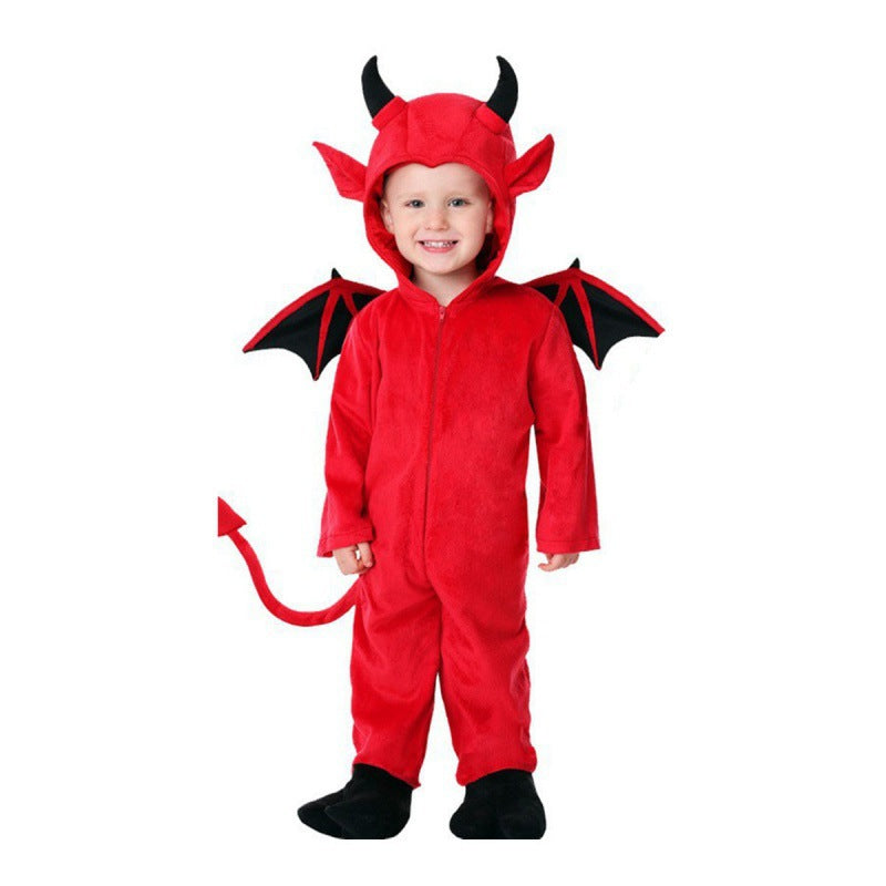 Satin Kids Red Devil Costume Bat Wings - Image 3