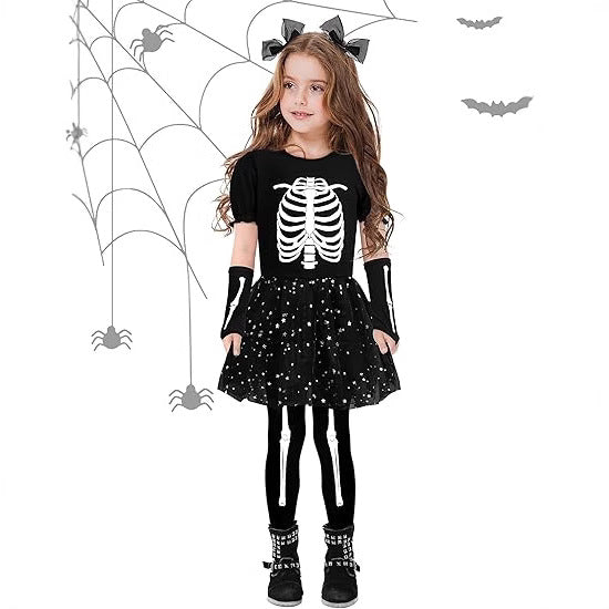 Polyester Kids Skeleton Costume Set Glow in the Dark - Image 5