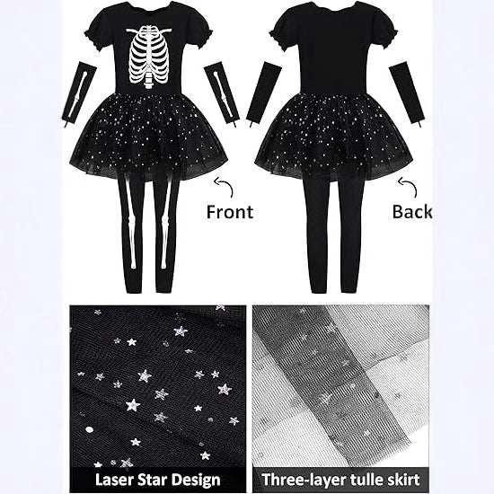 Polyester Kids Skeleton Costume Set Glow in the Dark - Image 4