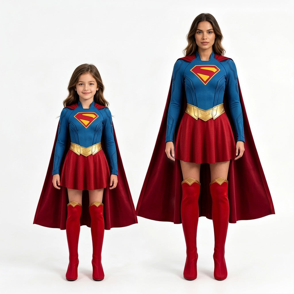 4 Piece Polyester Blend Girls Superhero Costume Dress Set - Image 6
