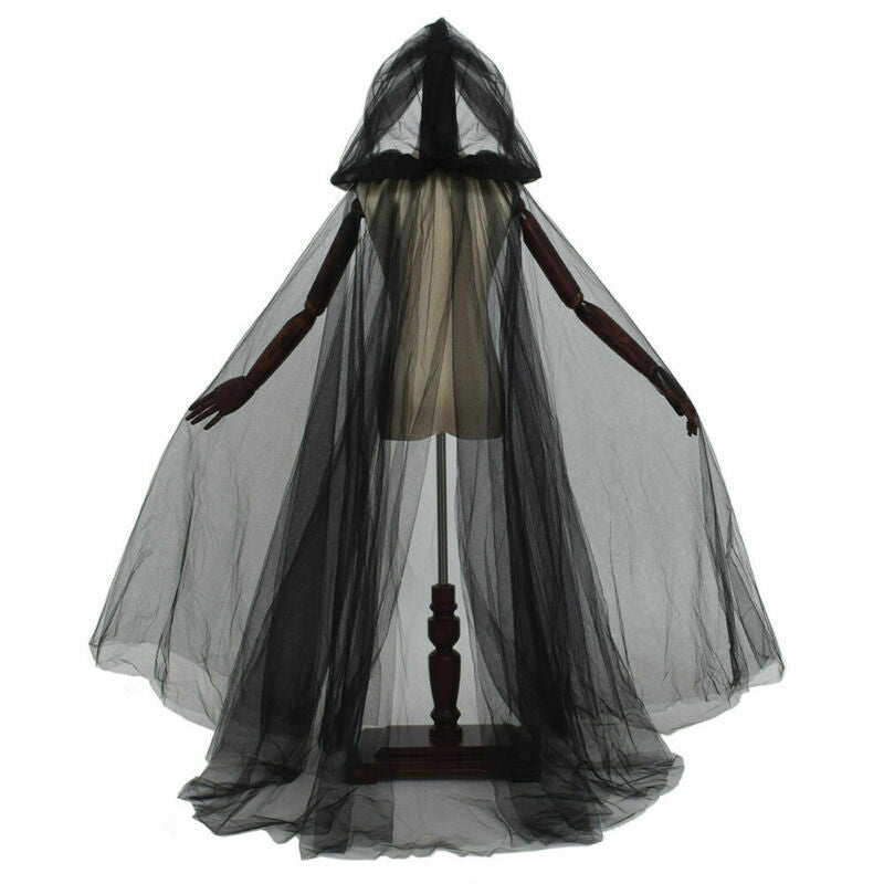 Gothic Sheer Mesh Hooded Cape Floor Length - Image 2