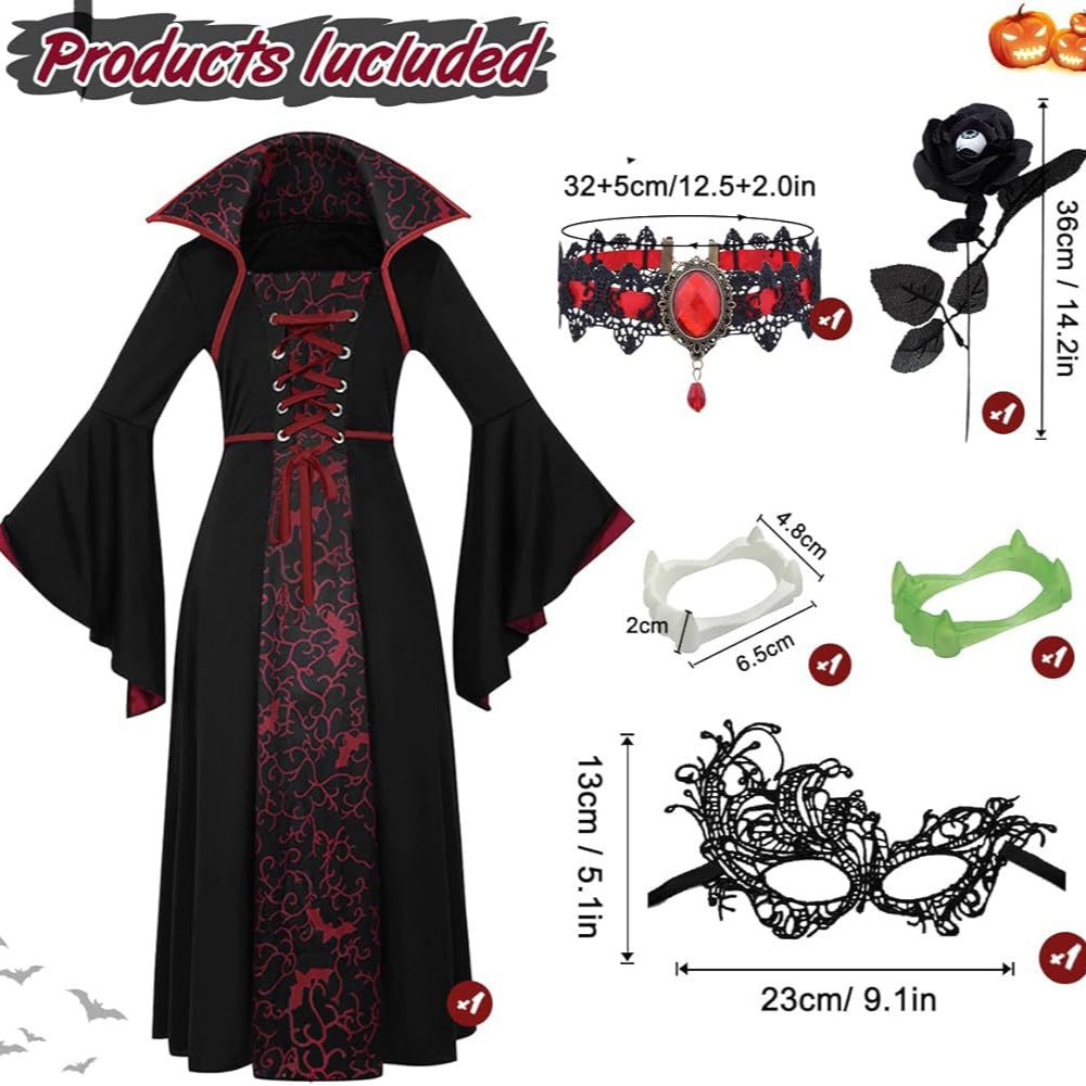 Medieval Girls Witch Costume Dress Lace Up Front - Image 3