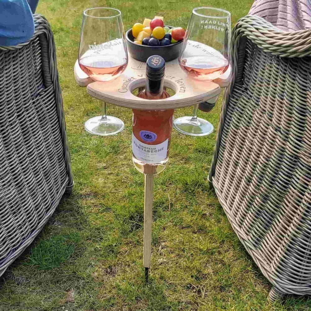 Foldable Picnic Wine Table Portable Outdoor Stand for Glasses & Bottle