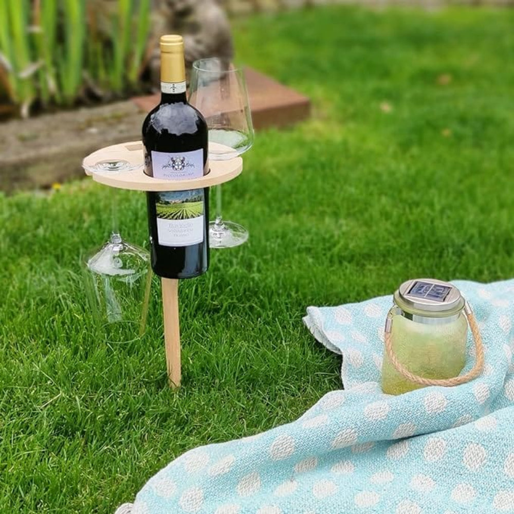 Foldable Picnic Wine Table Portable Outdoor Stand for Glasses & Bottle - Image 3