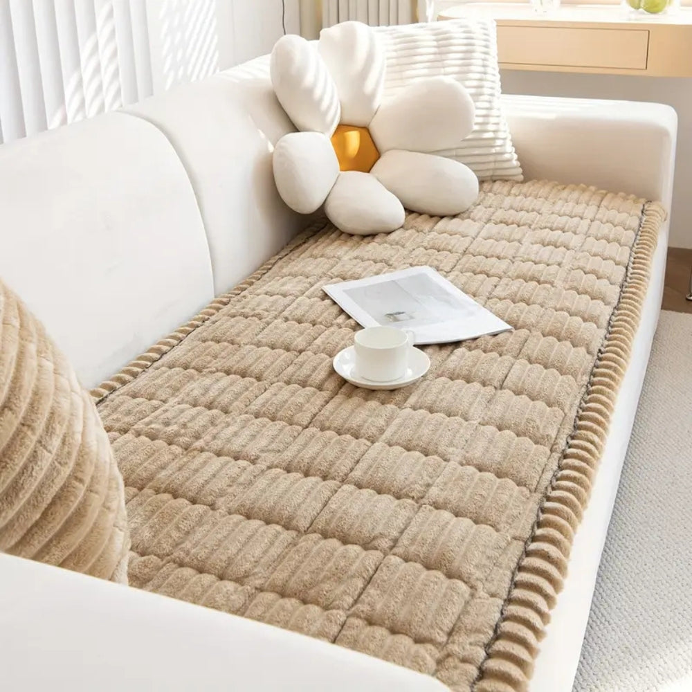 Cosy Sofa Protector Plush Comfort with Elegant Pleated Edges - Image 4