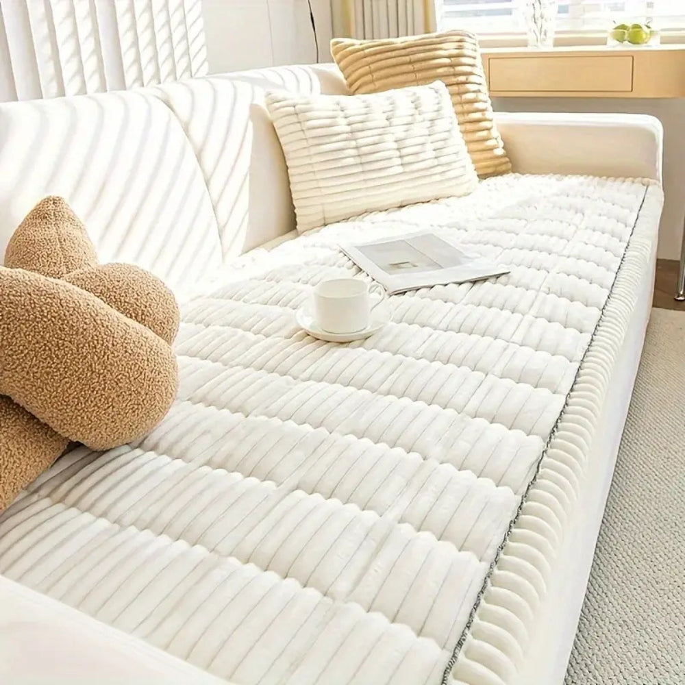 Cosy Sofa Protector Plush Comfort with Elegant Pleated Edges - Image 2