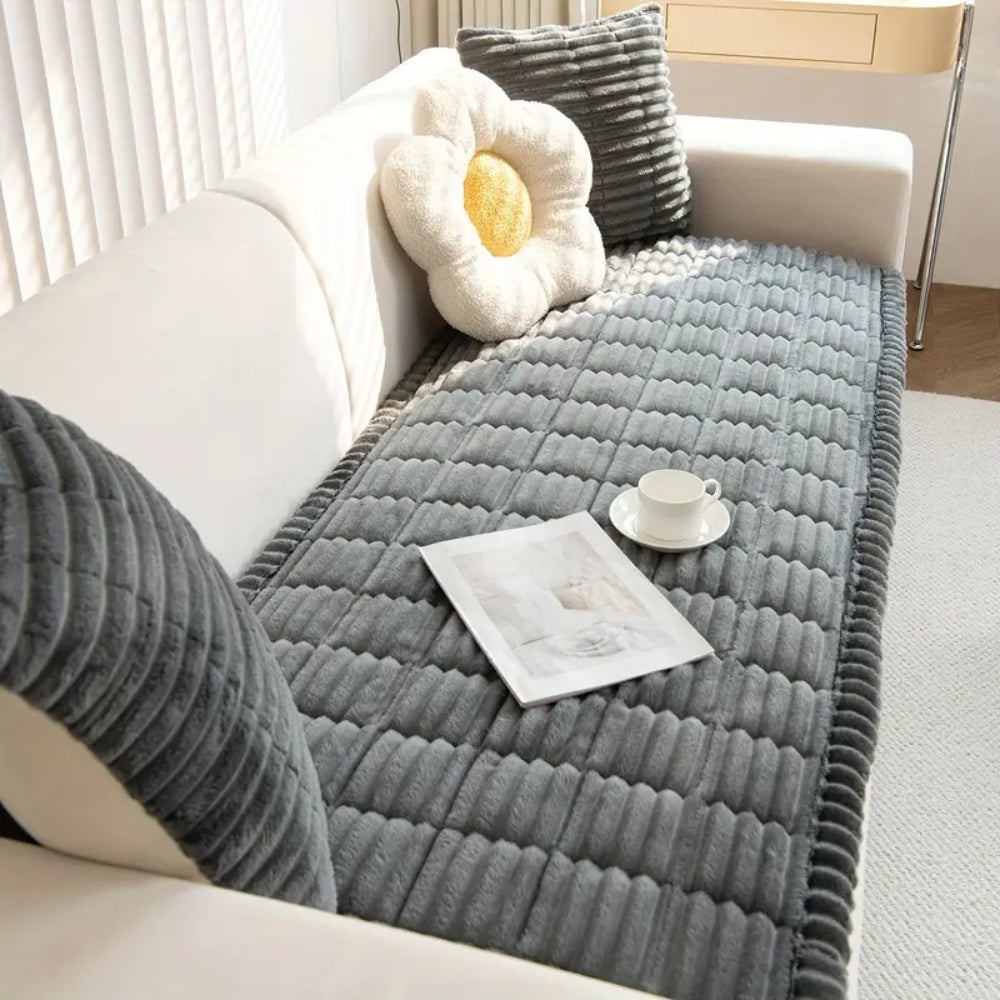 Cosy Sofa Protector Plush Comfort with Elegant Pleated Edges - Image 3