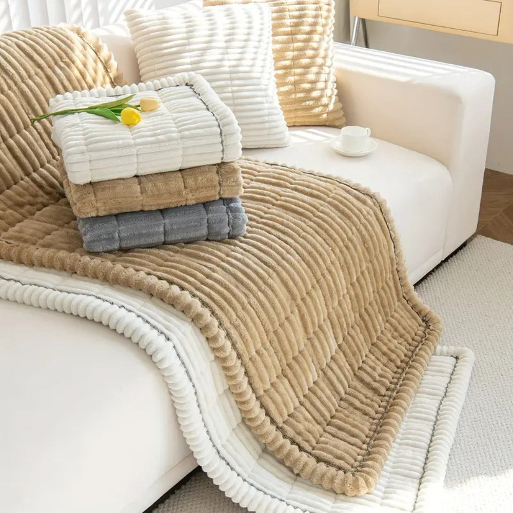 Cosy Sofa Protector Plush Comfort with Elegant Pleated Edges - Image 12