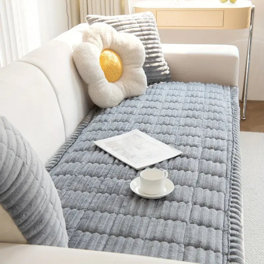 Cosy Sofa Protector Plush Comfort with Elegant Pleated Edges - Image 6