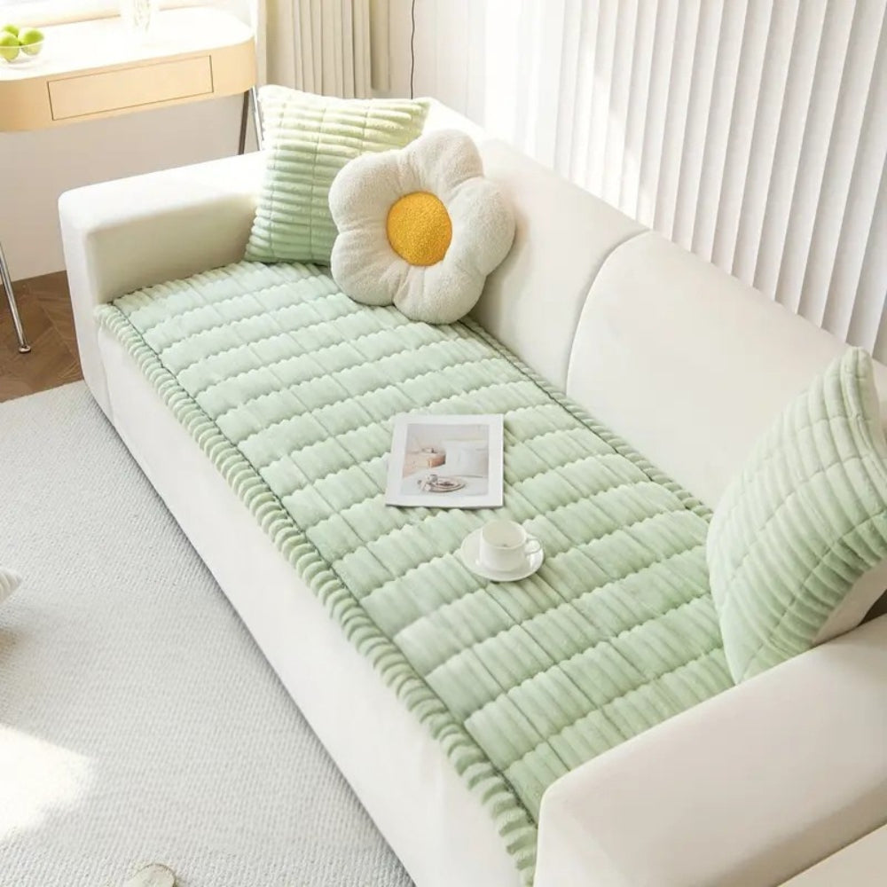 Cosy Sofa Protector Plush Comfort with Elegant Pleated Edges - Image 7