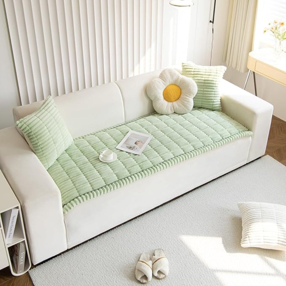 Cosy Sofa Protector Plush Comfort with Elegant Pleated Edges - Image 9