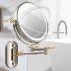Round LED Rechargeable Magnifying Makeup Mirror Wall Mounted Adjustable Arm - Image 5