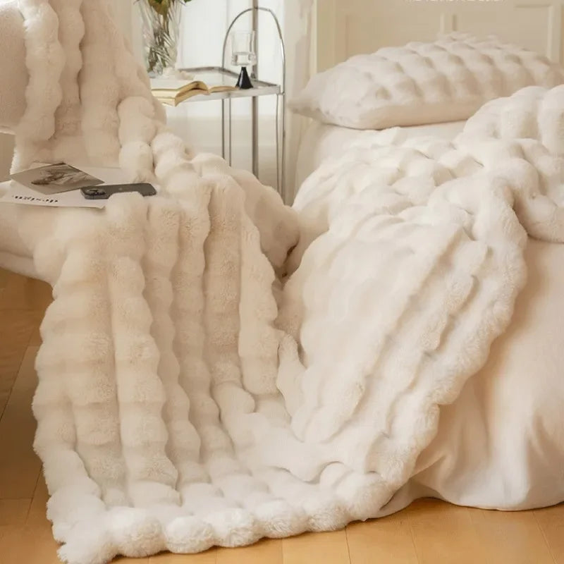 Reversible Bubble Pattern Blanket Cozy All-Season Home Throw - Image 5