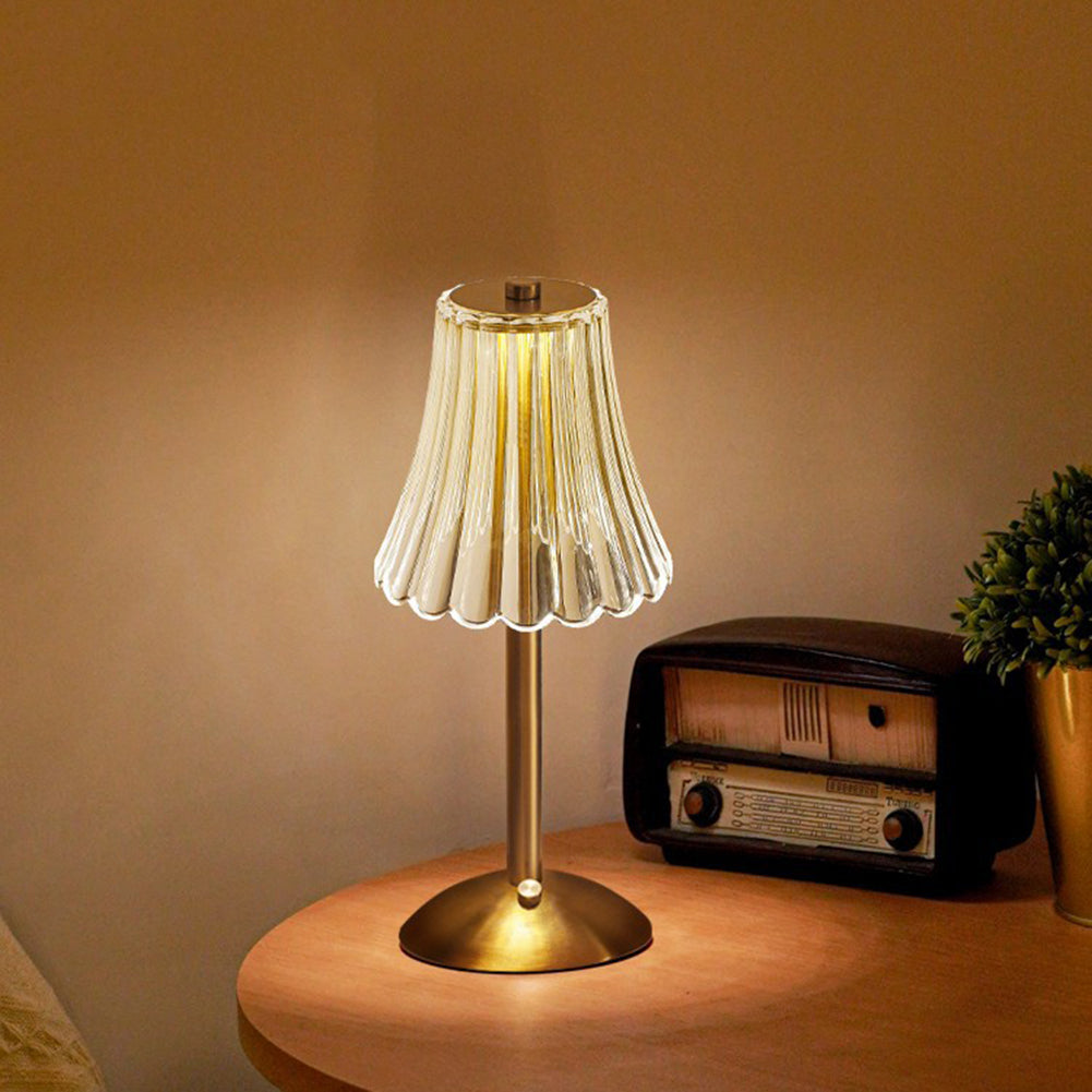 Golden Crystal Glass Table Lamp in Decorative Design with Sparkling Shade - Image 9