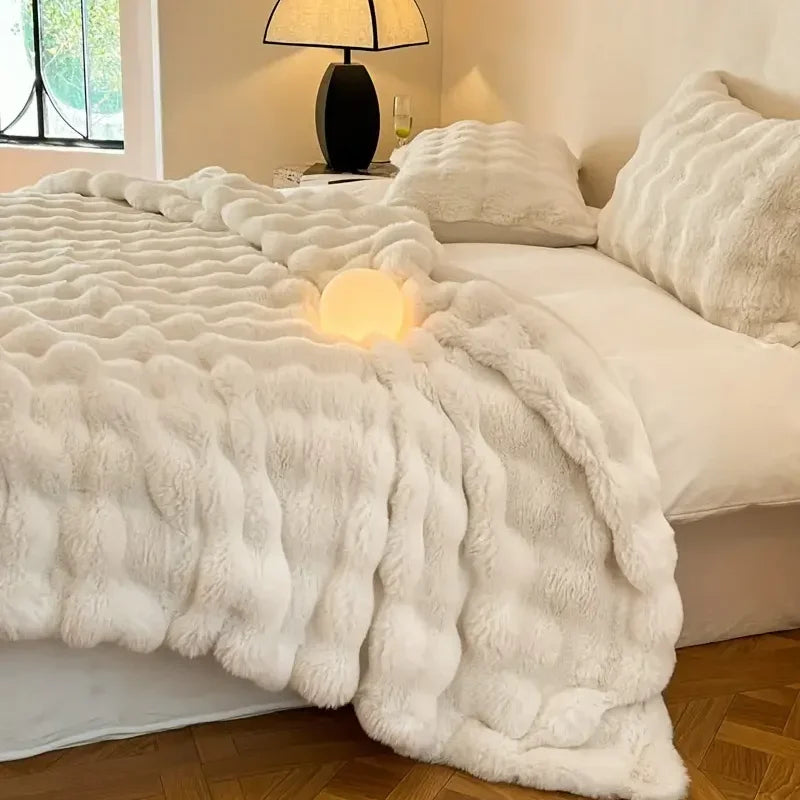 Reversible Bubble Pattern Blanket Cozy All-Season Home Throw - Image 3