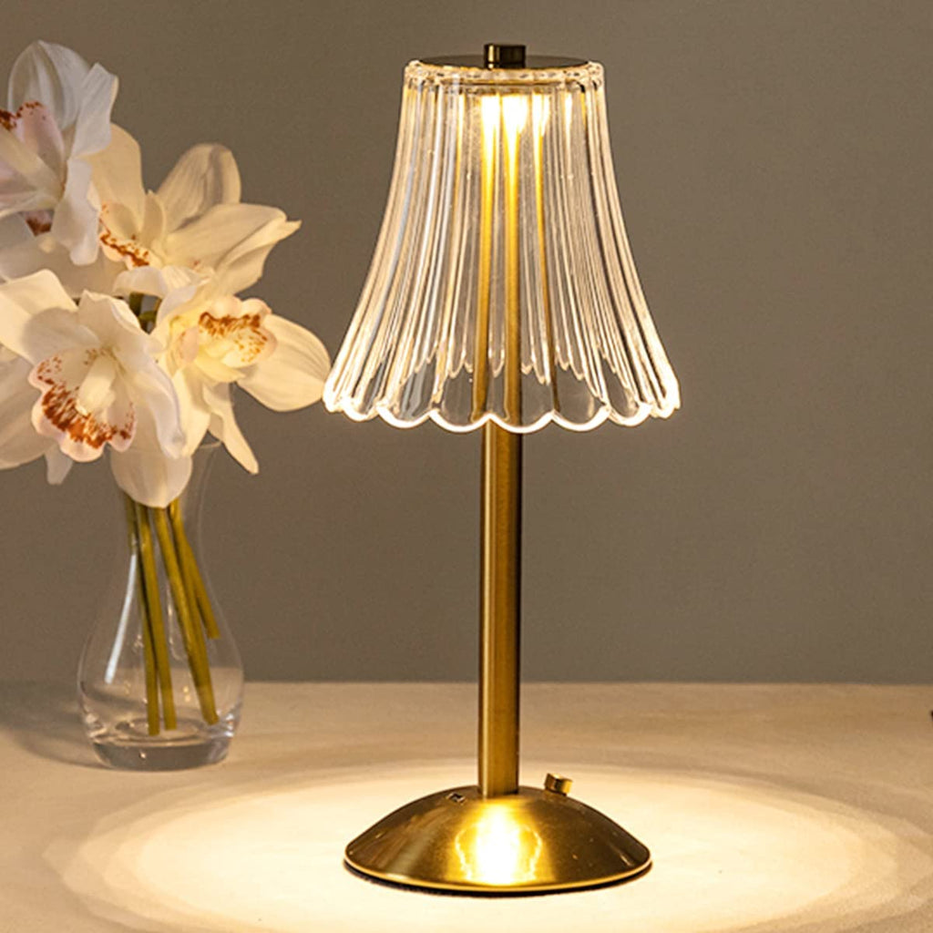 Golden Crystal Glass Table Lamp in Decorative Design with Sparkling Shade - Image 8