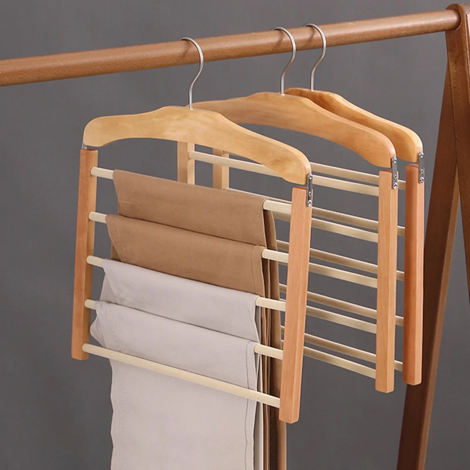 Clothing Trouser Organizer Multi-Bar Compact Storage Hanger - Image 5