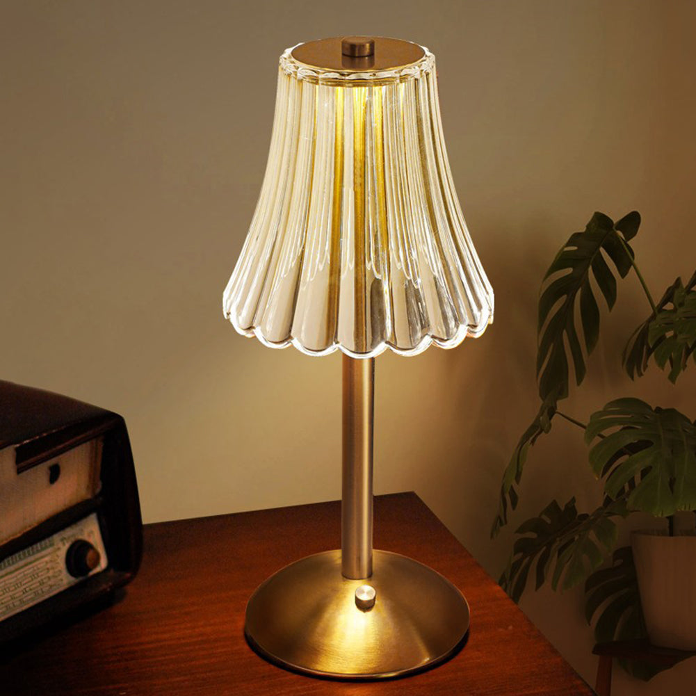 Golden Crystal Glass Table Lamp in Decorative Design with Sparkling Shade - Image 7