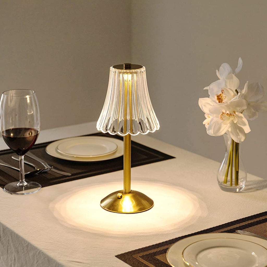 Golden Crystal Glass Table Lamp in Decorative Design with Sparkling Shade - Image 3